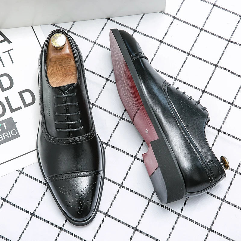 Jerson - Men's Cap-Toe Brogues with Red Leather Sole
