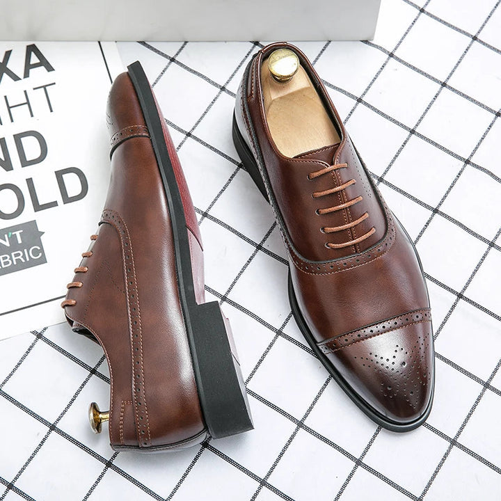 Jerson - Men's Cap-Toe Brogues with Red Leather Sole