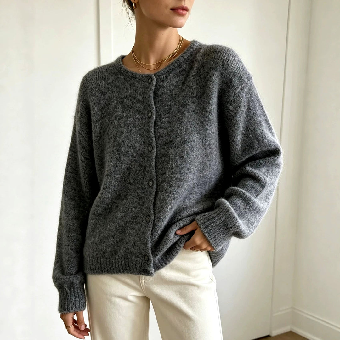 Jewel - Women's Crew Neck Button-Front Knit Cardigan 3