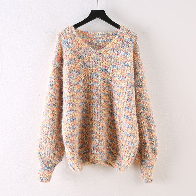 Jill - Women's Multicolor Textured Relaxed Knit Sweater 1