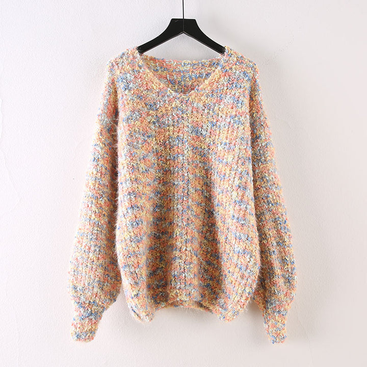 Jill - Women's Multicolor Textured Relaxed Knit Sweater 1
