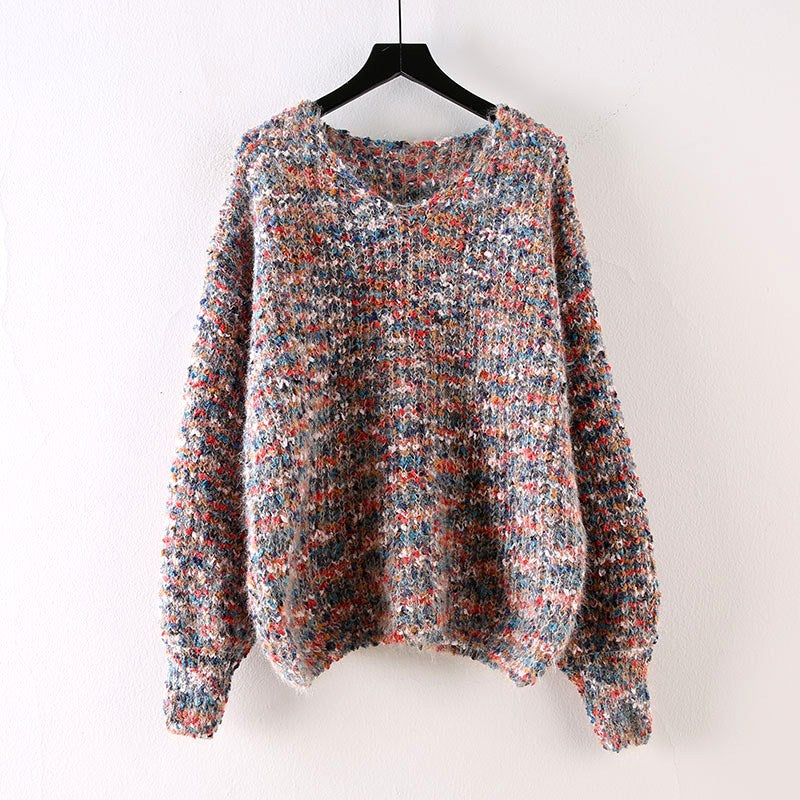 Jill - Women's Multicolor Textured Relaxed Knit Sweater 2