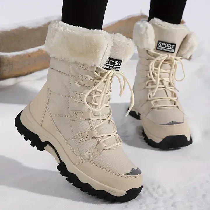 Joan - Women's Waterproof Lace-Up Winter Boots with Faux Fur Cuff