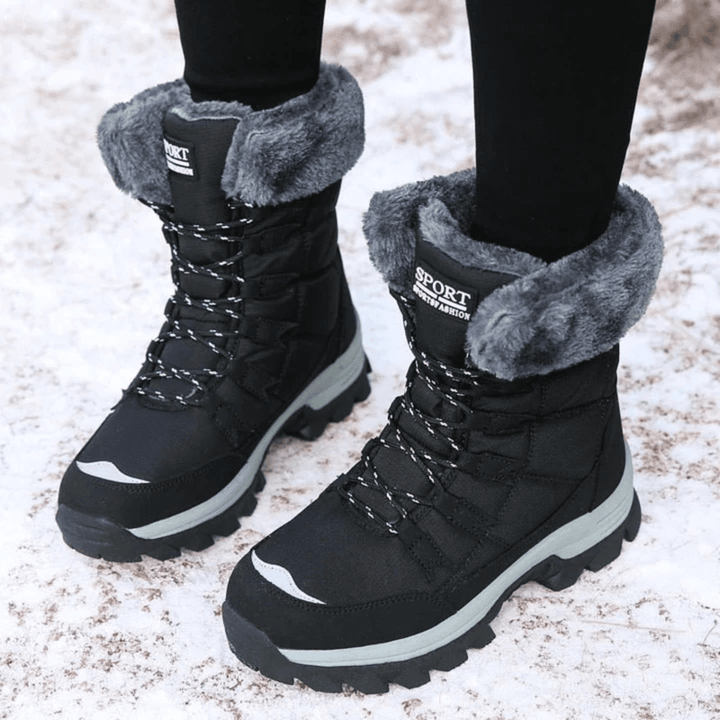 Joan - Women's Waterproof Lace-Up Winter Boots with Faux Fur Cuff