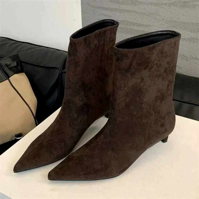 Joanna - Women's Kitten Heel Slip-On Ankle Boots 1