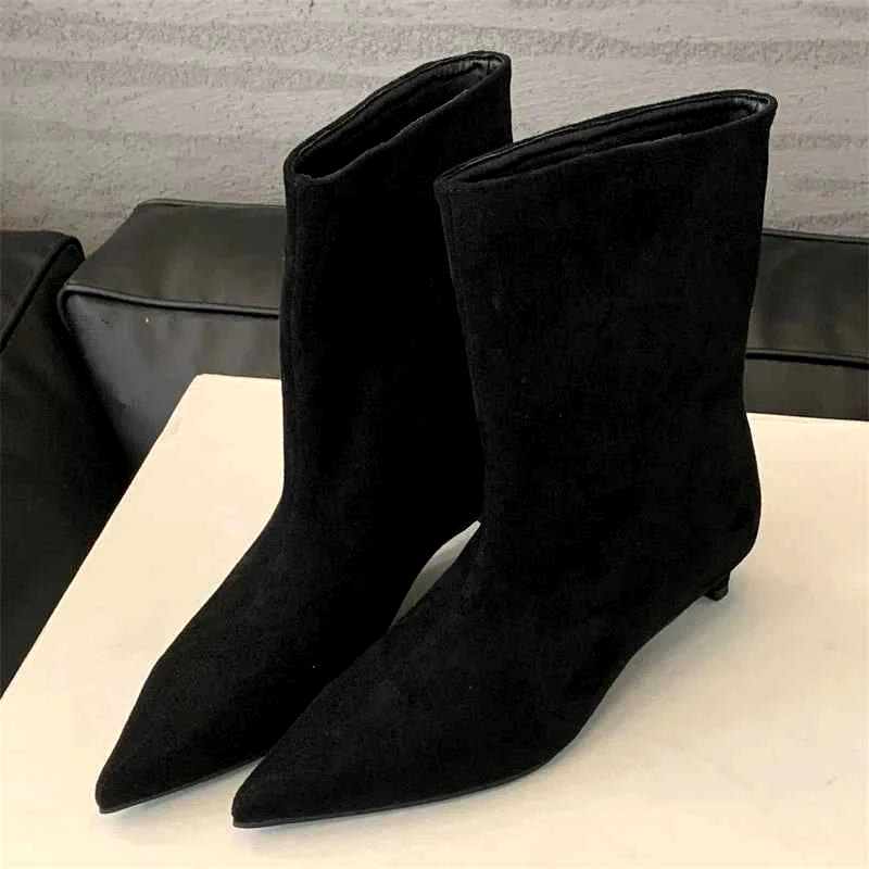 Joanna - Women's Kitten Heel Slip-On Ankle Boots 2