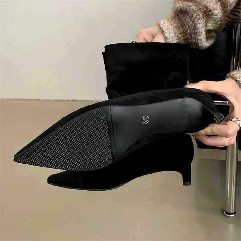 Joanna - Women's Kitten Heel Slip-On Ankle Boots 4