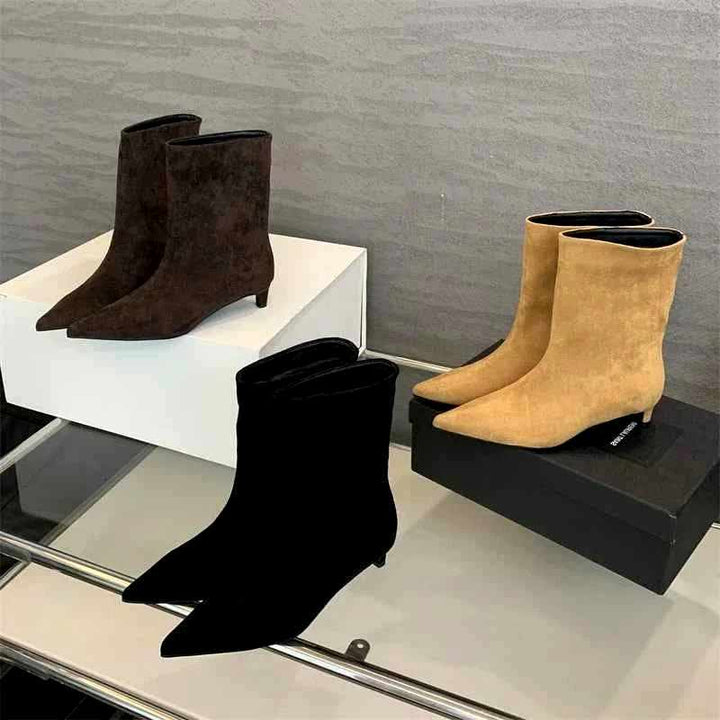 Joanna - Women's Kitten Heel Slip-On Ankle Boots 5