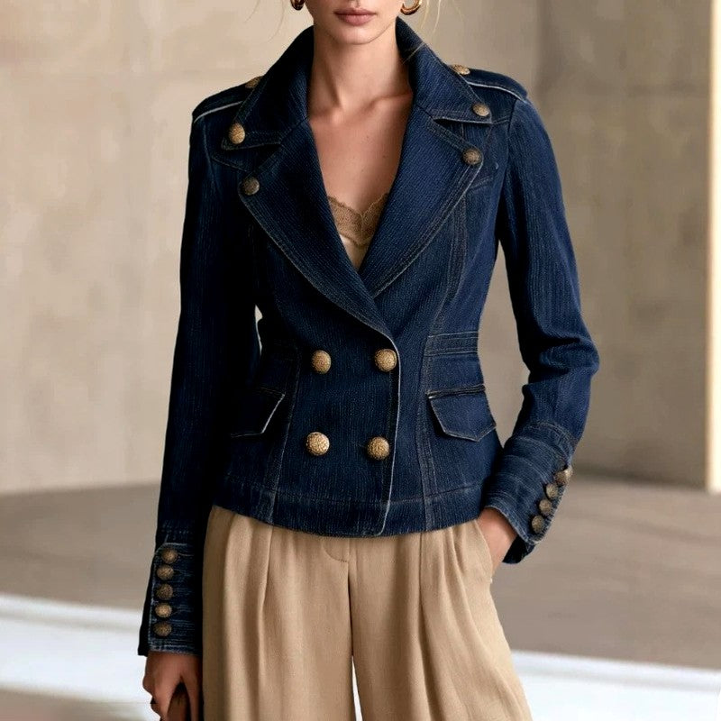 Jora - Women's Denim Double-Breasted Blazer 1