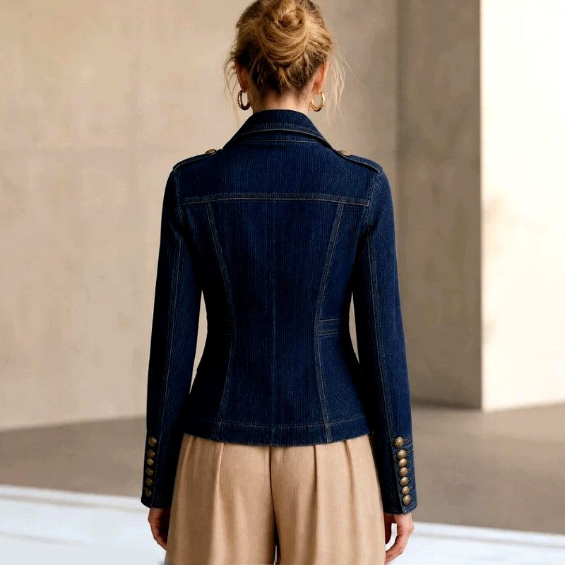 Jora - Women's Denim Double-Breasted Blazer 2