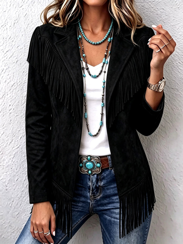Jordyn - Women's Wide Collar Western Fringe Jacket 4
