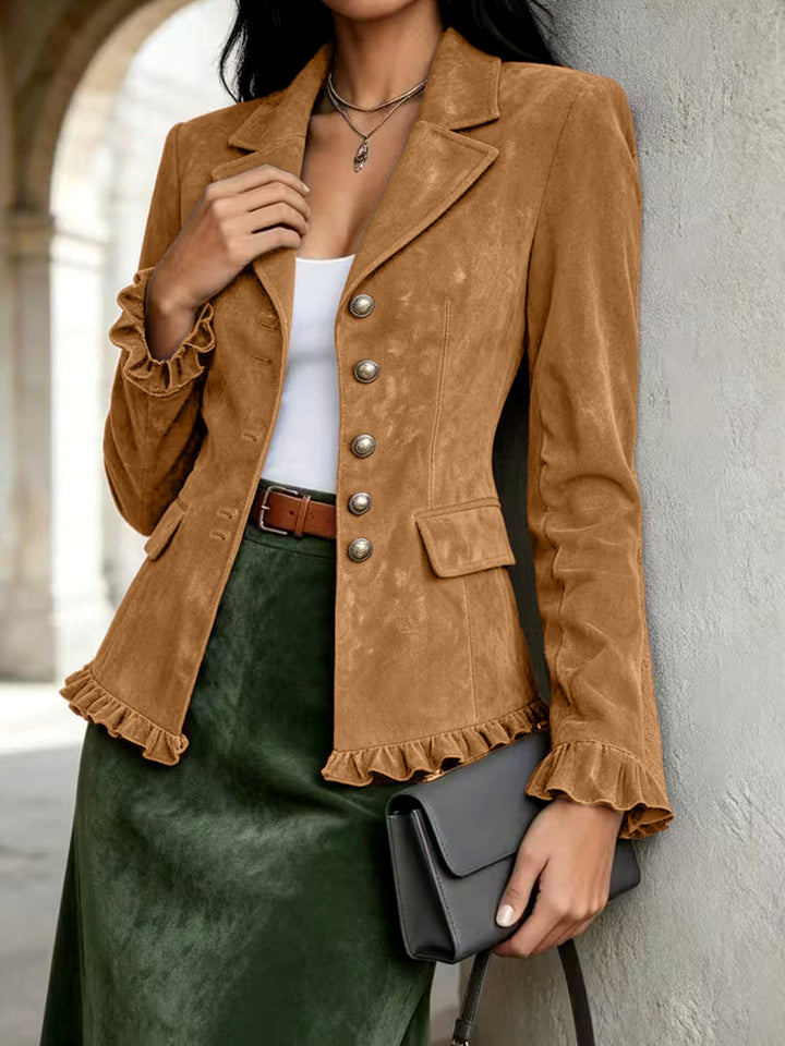 Josephine - Women's Ruffle Trim Button Front Blazer 5