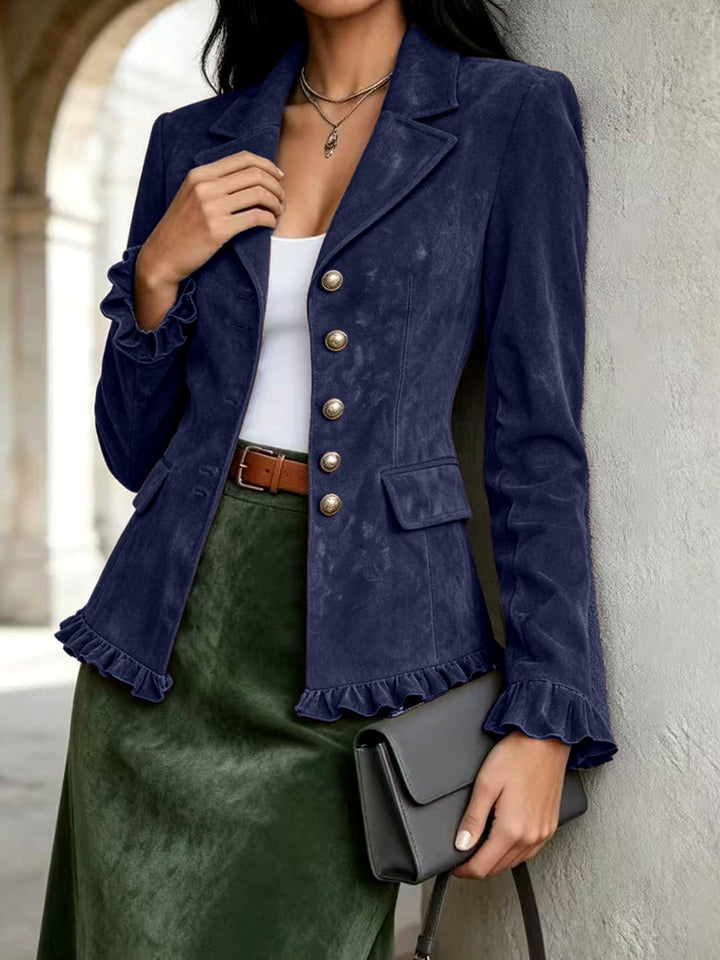 Josephine - Women's Ruffle Trim Button Front Blazer 6