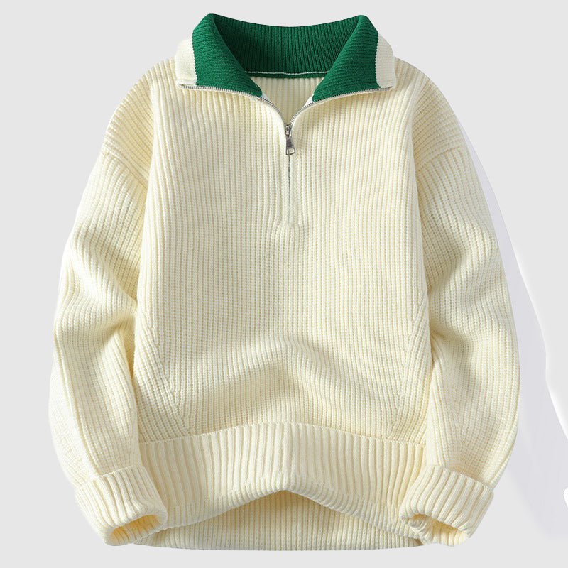 Jovan - Men's Ribbed Half-Zip Polo Collar Sweater