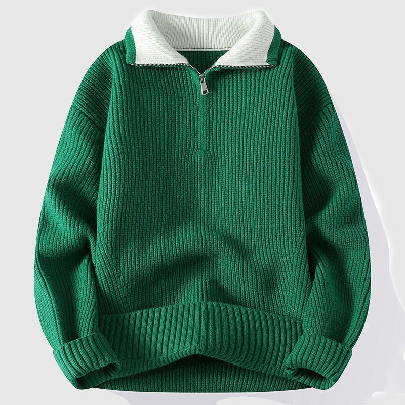 Jovan - Men's Ribbed Half-Zip Polo Collar Sweater