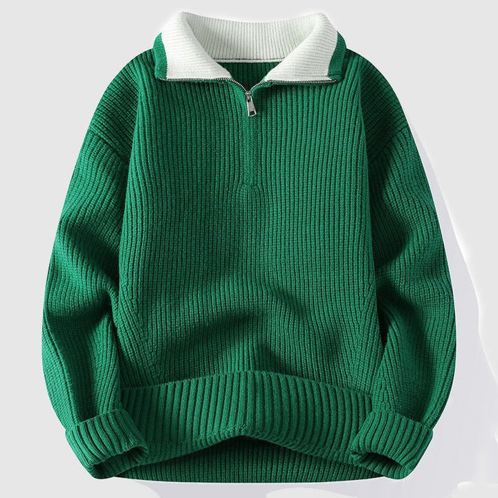 Jovan - Men's Ribbed Half-Zip Polo Collar Sweater