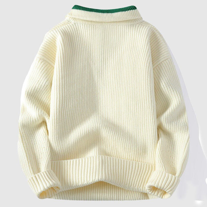 Jovan - Men's Ribbed Half-Zip Polo Collar Sweater