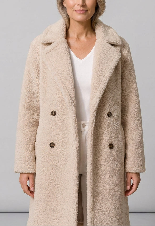 Jovie - Women’s Long Teddy Coat with Pockets