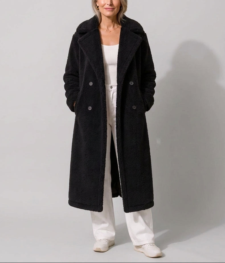 Jovie - Women’s Long Teddy Coat with Pockets