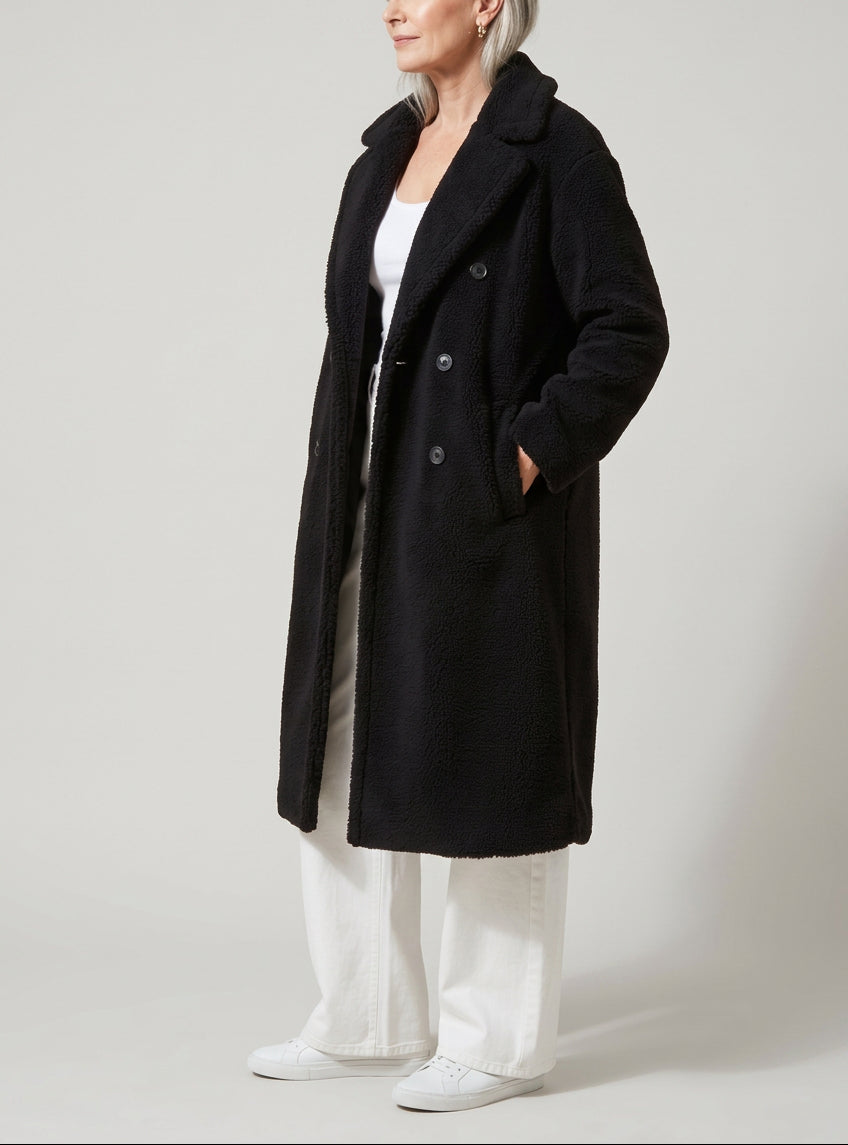 Jovie - Women’s Long Teddy Coat with Pockets