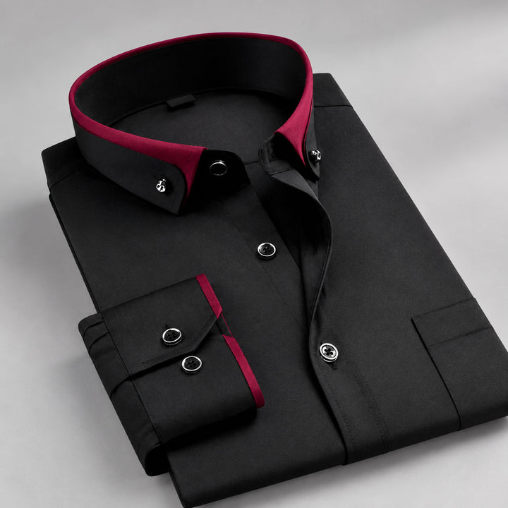Julian - Men's Contrast-Collar Long-Sleeve Dress Shirt
