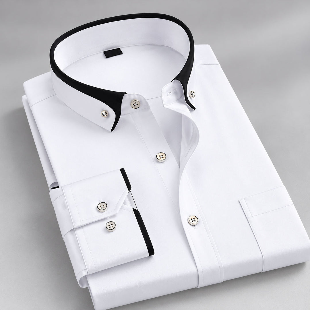 Julian - Men's Contrast-Collar Long-Sleeve Dress Shirt