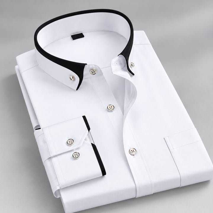 Julian - Men's Contrast-Collar Long-Sleeve Dress Shirt