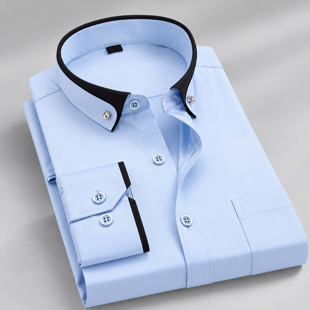 Julian - Men's Contrast-Collar Long-Sleeve Dress Shirt
