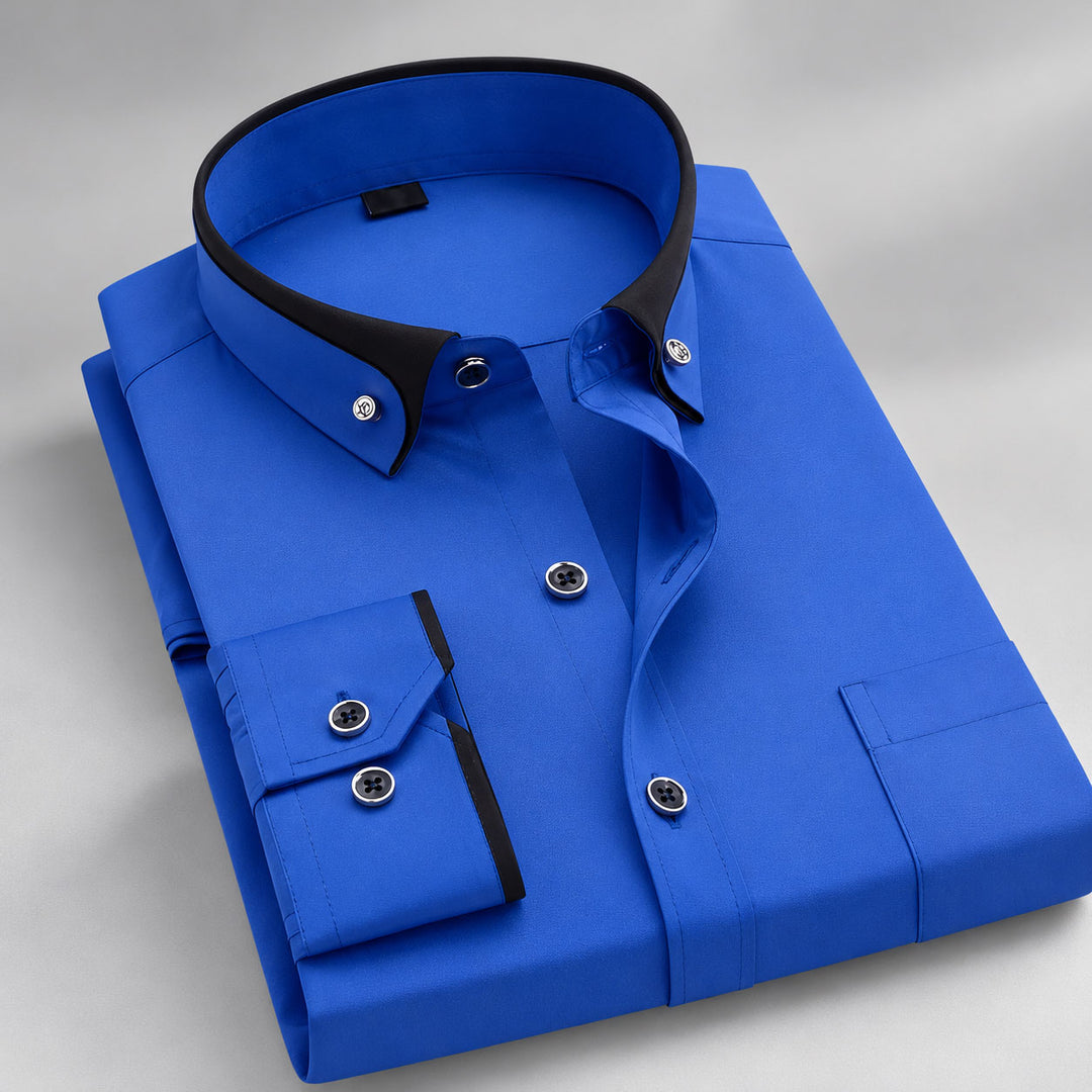 Julian - Men's Contrast-Collar Long-Sleeve Dress Shirt
