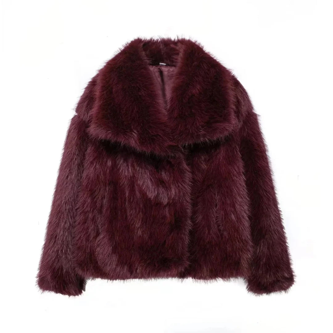 Juliet - Women's Faux Fur Jacket with Wide Collar