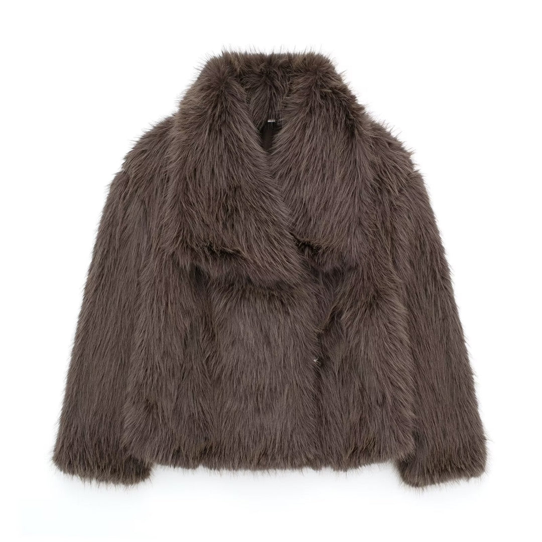 Juliet - Women's Faux Fur Jacket with Wide Collar