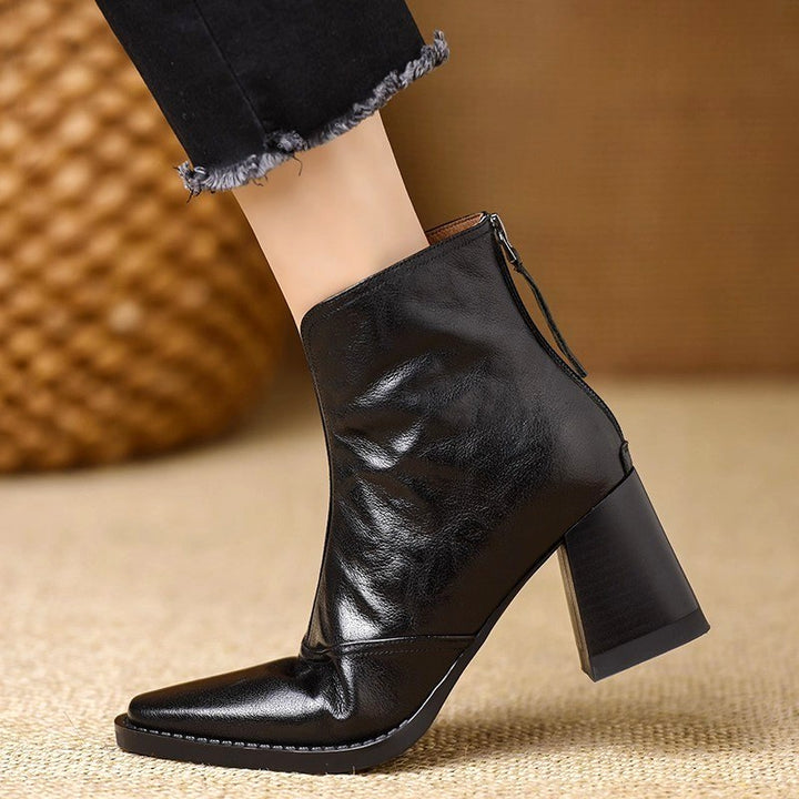 June - Women's Square Toe Block Heel Ankle Boots 3
