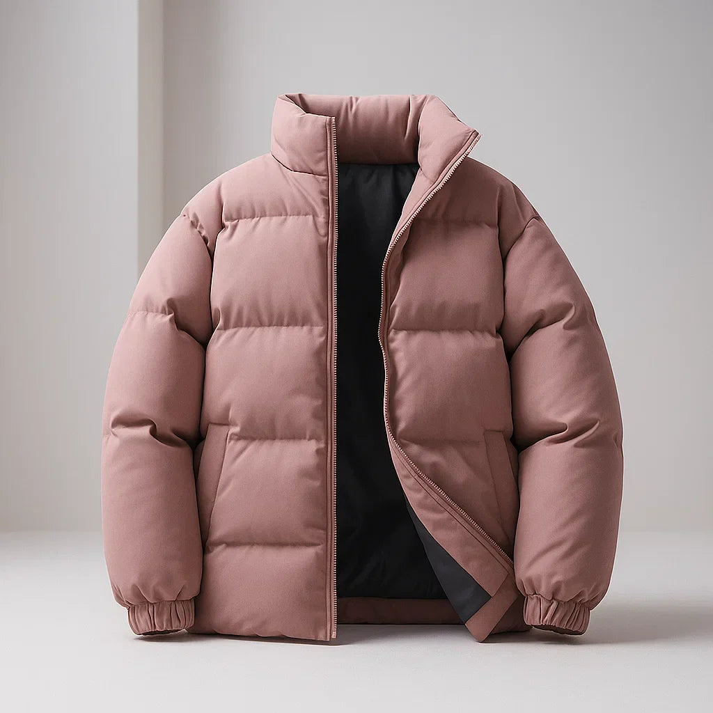 Kael  - Men's Puffer Jacket with Stand Collar and Ribbed Cuffs