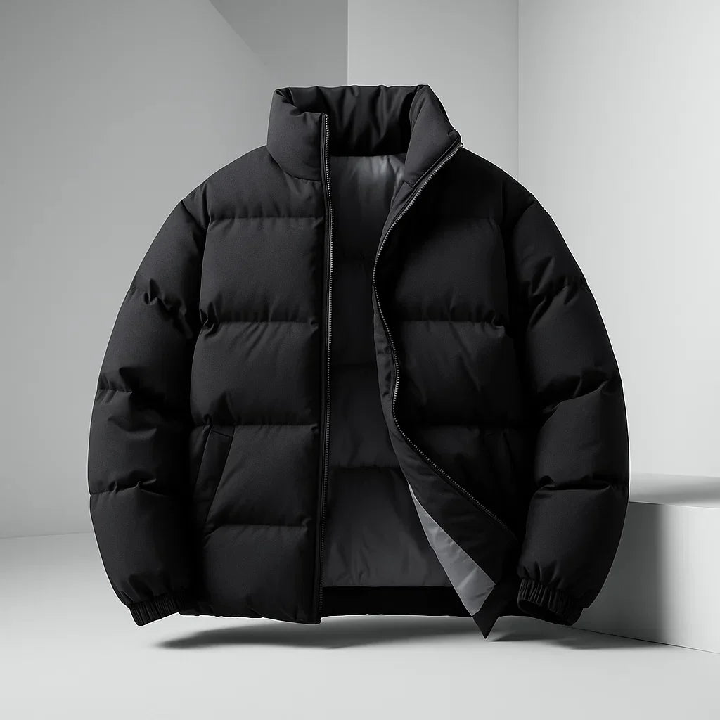 Kael  - Men's Puffer Jacket with Stand Collar and Ribbed Cuffs