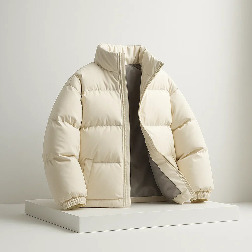Kael  - Men's Puffer Jacket with Stand Collar and Ribbed Cuffs