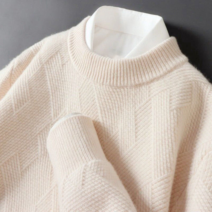 Kaelan - Men's Geometric Cashmere Knit Crewneck Sweater