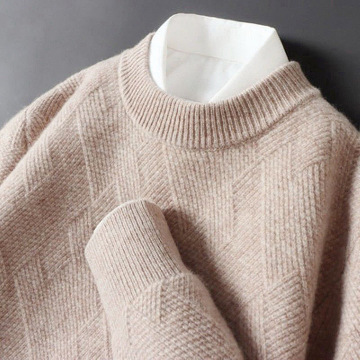 Kaelan - Men's Geometric Cashmere Knit Crewneck Sweater