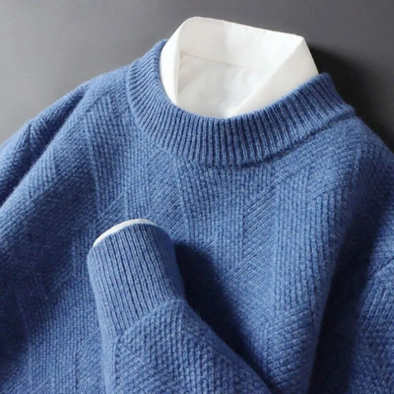 Kaelan - Men's Geometric Cashmere Knit Crewneck Sweater