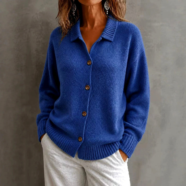 Kaia - Women's Collared Button-Front Knit Cardigan 2