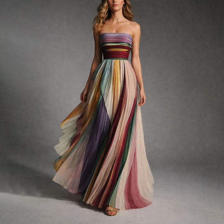 Kaitlyn - Women's Strapless Pleated  Dress