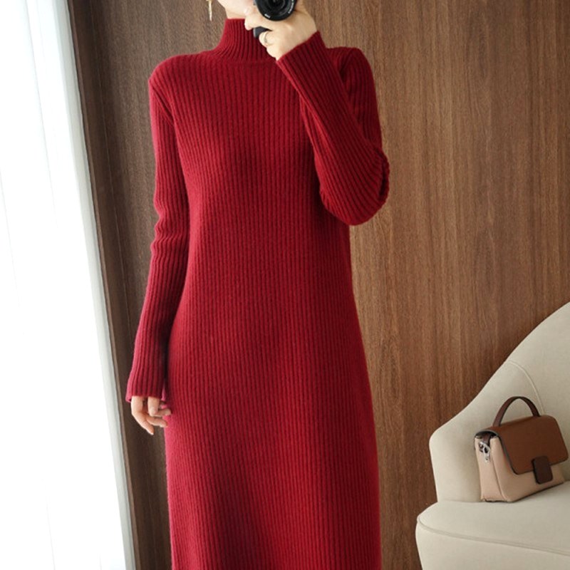 Kamea - Women’s Ribbed Turtleneck Knit Dress 1