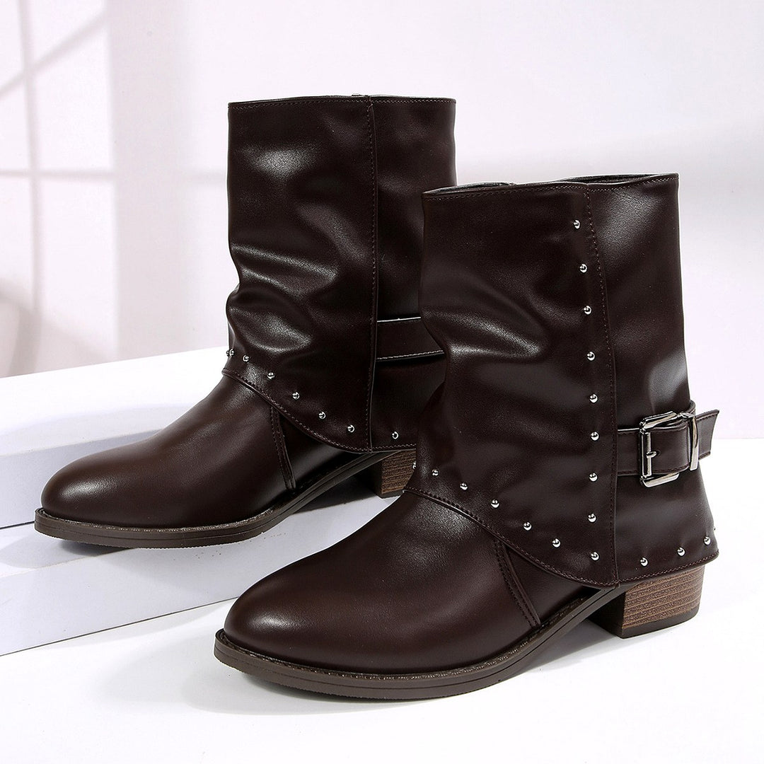 karla - Women's Studded Buckle Ankle Boots 2