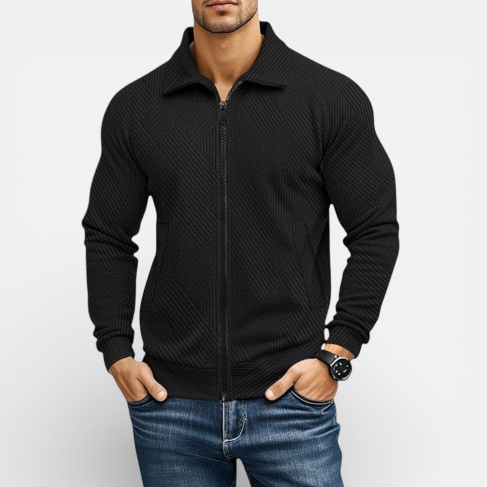 Kaspar - Men's Textured Knit Zip Jacket
