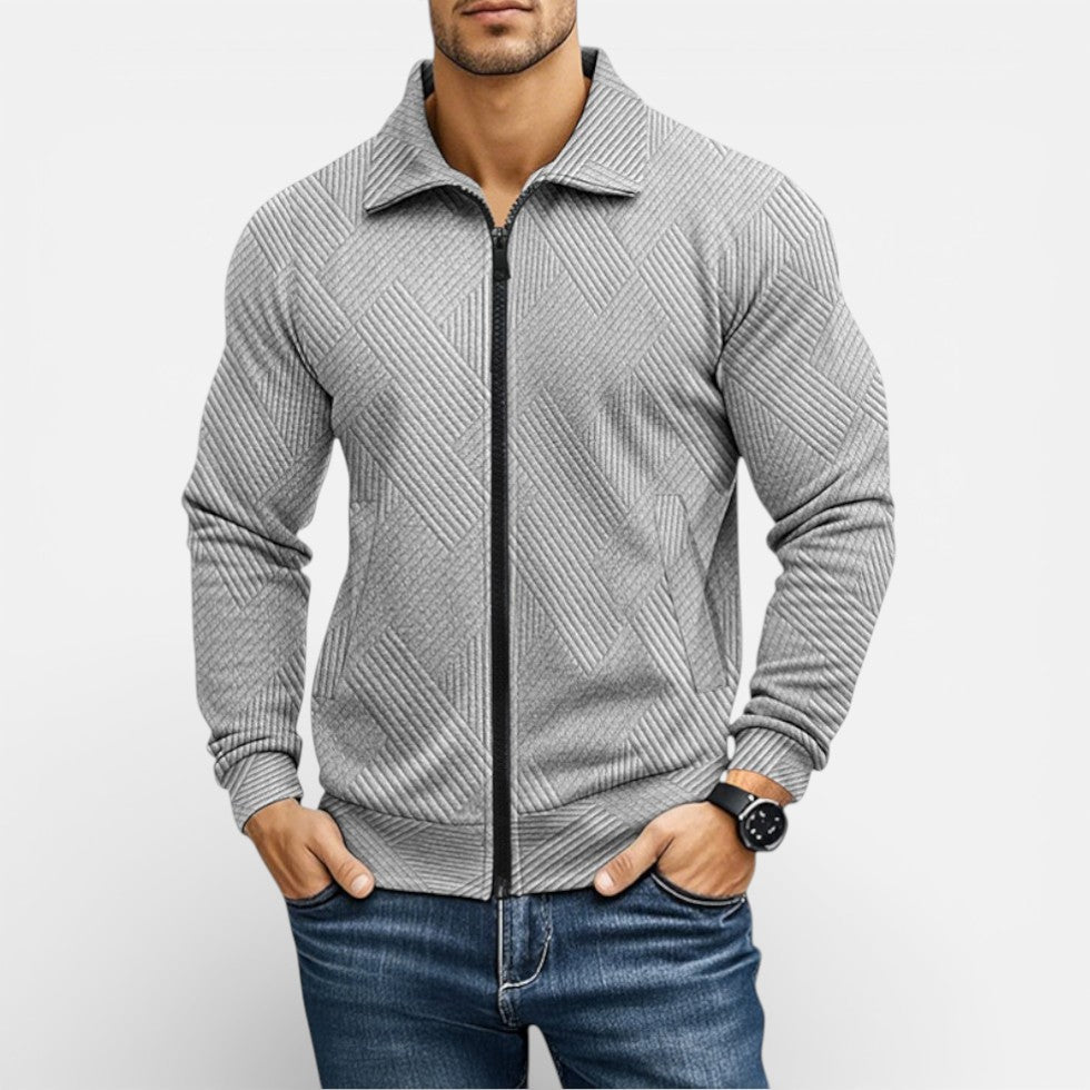 Kaspar - Men's Textured Knit Zip Jacket