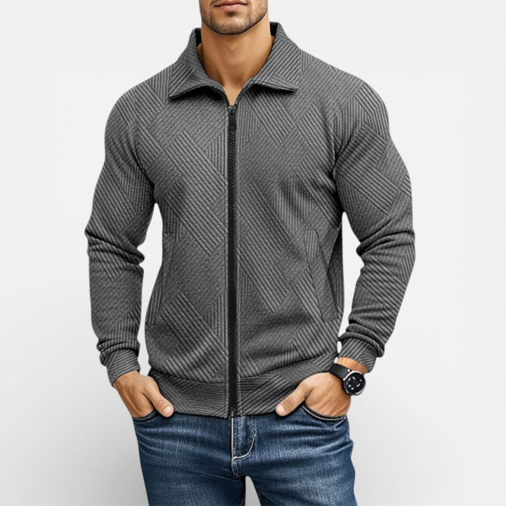 Kaspar - Men's Textured Knit Zip Jacket