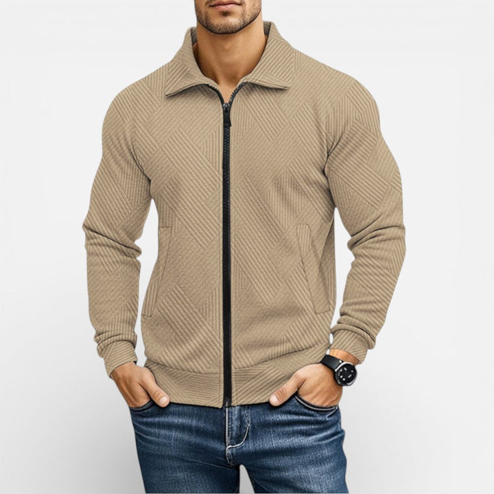 Kaspar - Men's Textured Knit Zip Jacket