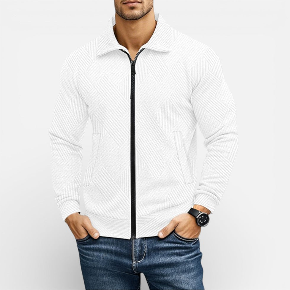 Kaspar - Men's Textured Knit Zip Jacket
