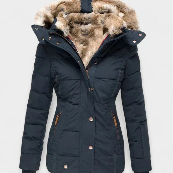 Katalin - Women's Quilted Puffer Jacket with Faux Fur Hood