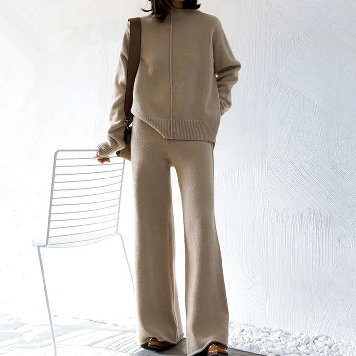 Kate - Women's Center-Seam Knit Top and Wide-Leg Pants Set 4