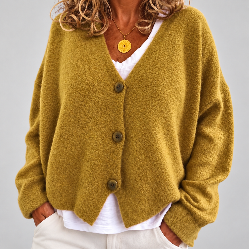 Katrina - Women's Button-Front Cardigan with V-Neckline
